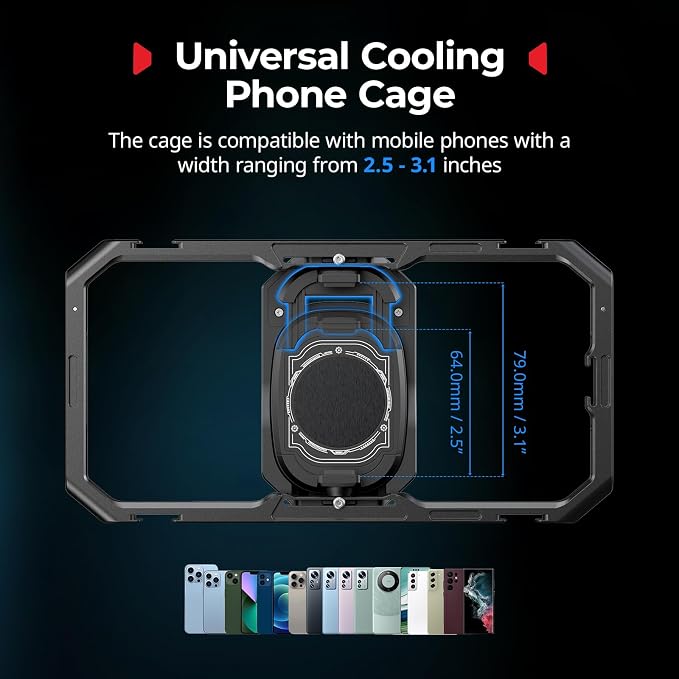 SmallRig Universal Hyper Chill Cooling Phone Cage for iPhone/Android, with 15W Active Cooler & 2-in-1 USB-C Adapter & Power Bank Holder, Compatible 2.5-3.1" Phones, Live Streaming Video Shooting-5275 - Image 4