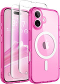 CAPRARO for iPhone 16 Case, Compatible with MagSafe | Upgraded [Full Camera Protection] Protective Translucent Matte Women Girl Magnetic Phone Case Cover, Clear Neon by CAPRARO