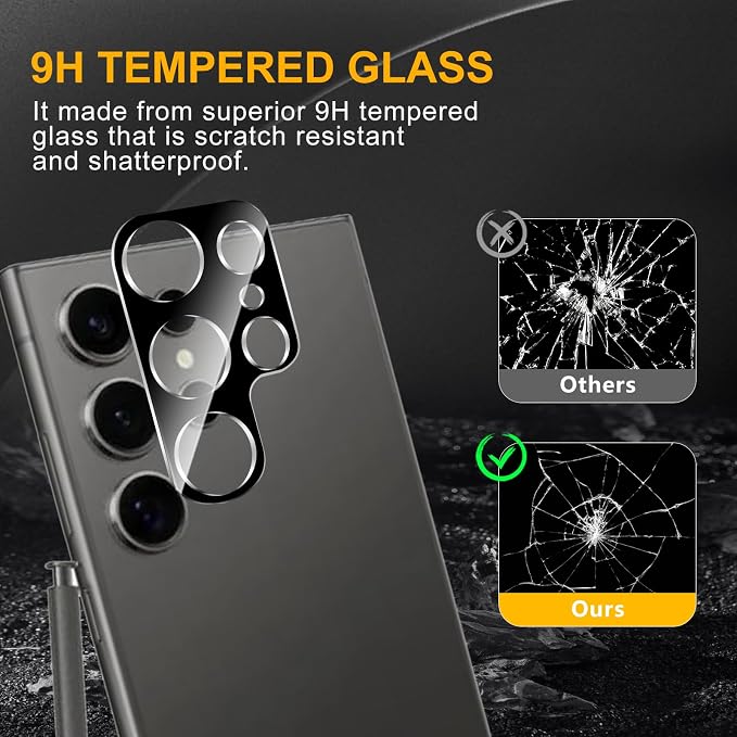 3 Pack Camera Lens Protector for Samsung Galaxy S24 Ultra | Tempered Glass,Anti-Fingerprint,9H Hardness,Scratch Resistant,Easy to Install,Bubble Free,HD Clarity - Image 7