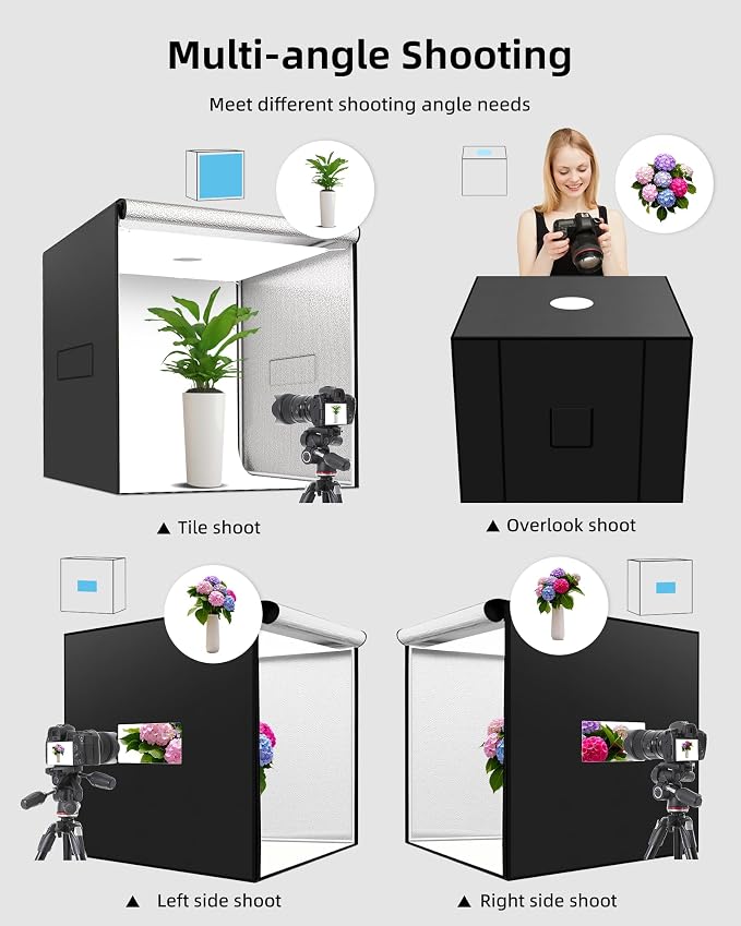 Glendan 40"x40" Light Box Photography, Large Photo Light Box | 3 Light Panels, 594 LED Beads, CRI >95, Professional Photo Booth Shooting Tent Kit with 4 Color Backdrops for Product - Image 4