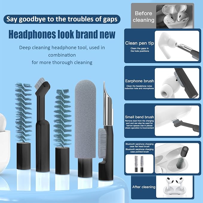 Keyboard Cleaning Kit Laptop Cleaner,Computer Screen Cleaning Brush Tool | 32-in-1 Multi Function PC Electronic Cleaner Kit for iPad iPhone Pro,Earbuds,Camera Monitor-Black - Image 8