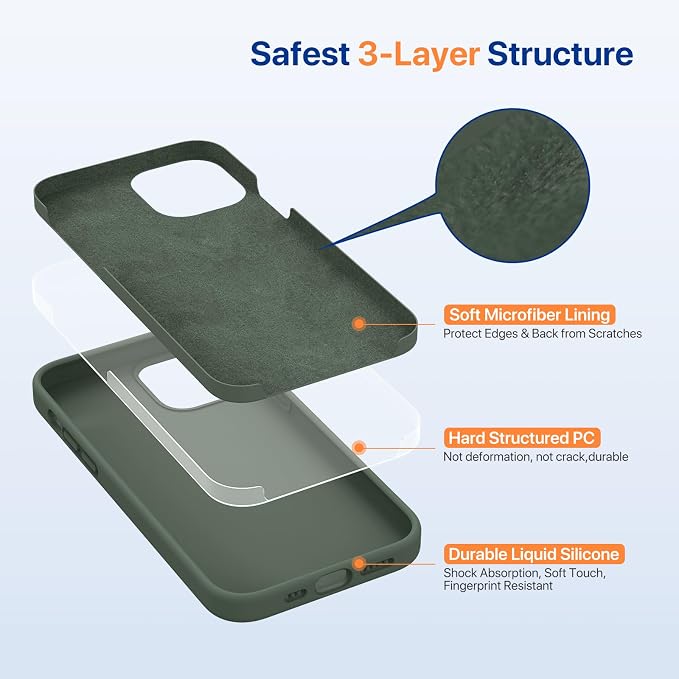 Miracase Silicone for iPhone 12 Case and iPhone 12 Pro Case, Dark Green | Liquid Silicone Gel Rubber Shockproof Drop Protection Phone Case for iPhone 12/12 Pro 6.1 inch - Image 7
