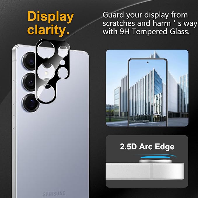 3 Pack Camera Lens Protector for Samsung Galaxy S25 Ultra | Tempered Glass,Anti-Fingerprint,9H Hardness,Scratch Resistant,Easy to Install,Bubble Free,HD Clarity - Image 2