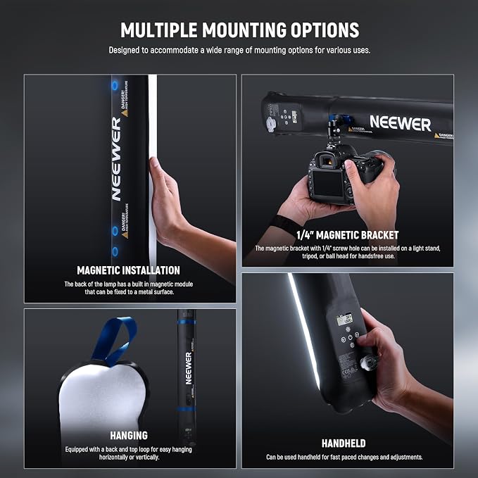 NEEWER Basic 21W Handheld LED Fill Light 35.5"/90cm, Bi Color Portable Inflatable TPU Video Lighting, 2700-6500K 1300Lux 12 Effects CRI95 2500mAh Battery, for Studio Photography Video Recording, GC21B - Image 8