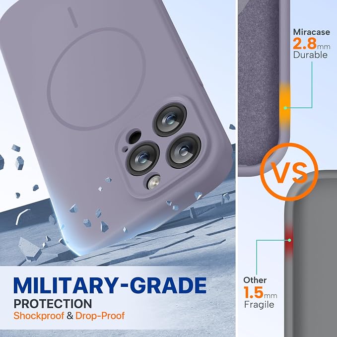 miracase Magnetic for iPhone 14 Pro Max Case, [Soft Anti-Scratch Microfiber Lining], Compatible with MagSafe, Silicone Shockproof Protection Phone Case for iPhone 14 Pro Max,Lavender Gray - Image 3