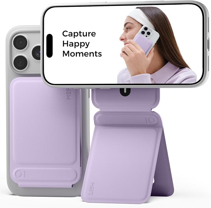 MOFT Phone Tripod Stand, Portable Selfie Stick for iPhone, Mulit-Angle | Pocket Size | Strong Magnets l MOVAS Leather | Magsafe Compatible | Easy to Charge | Stylish |For Content Creators by MOFT
