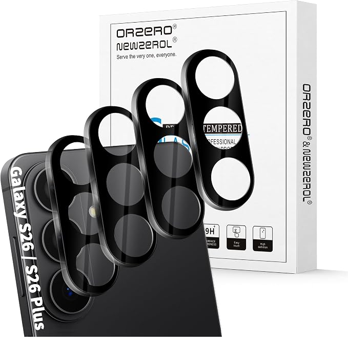Orzero (4 Pack) Camera Lens Protector Compatible for Samsung Galaxy S26/S26 Plus, Protector de Cámera Tempered Glass 9H Precise Camera Cutouts Anti-Scratch Does Not Affect Night Shots and Flash by JumpIntoOrzeroLet%E2%80%99sExploreLikeNeverBefore