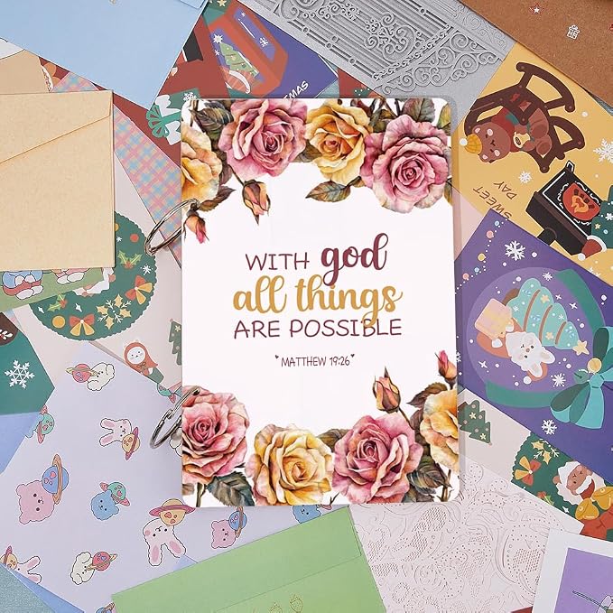 SUPERDANT With God All Things Are Possible Greeting Card Holder Organizer Wooden Card Keeper Binder Planning Book Birthday Cards Keeper Photo Album Graduation Wedding Planner Journal Keepsake Gift - Image 5