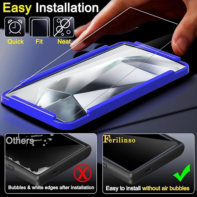 Ferilinso Screen Protector for Samsung Galaxy S24 Ultra, Tempered Glass | 3 Pack, 9H+ Military-Grade Shatterproof, HD Clear, Case Friendly, Easy Installation Bubble Free, with Camera Lens Protector - Image 2