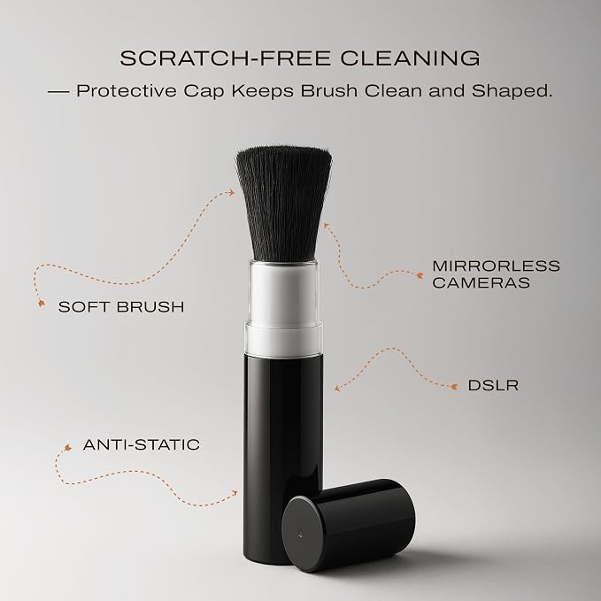 Camera Lens Cleaning Kit 3in 1– Lens Cleaner Spray 100ml, Soft Brush & Microfiber Cloth – DSLR, Mirrorless Camera Cleaner Compatible for Canon, Nikon, Sony - Image 4
