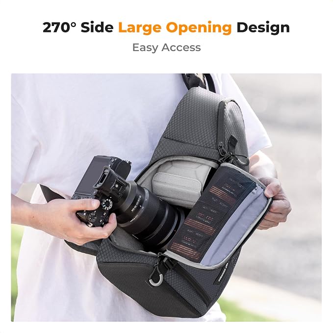 K&F CONCEPT Camera Sling Bag, Compact Crossbody Backpack, 10L | Fits Mirrorless & Small DSLR. Water-Repellent Twill Fabric. 5 Removable Dividers. Adjustable Strap 20.5–39.8 in. BS11 - Image 2