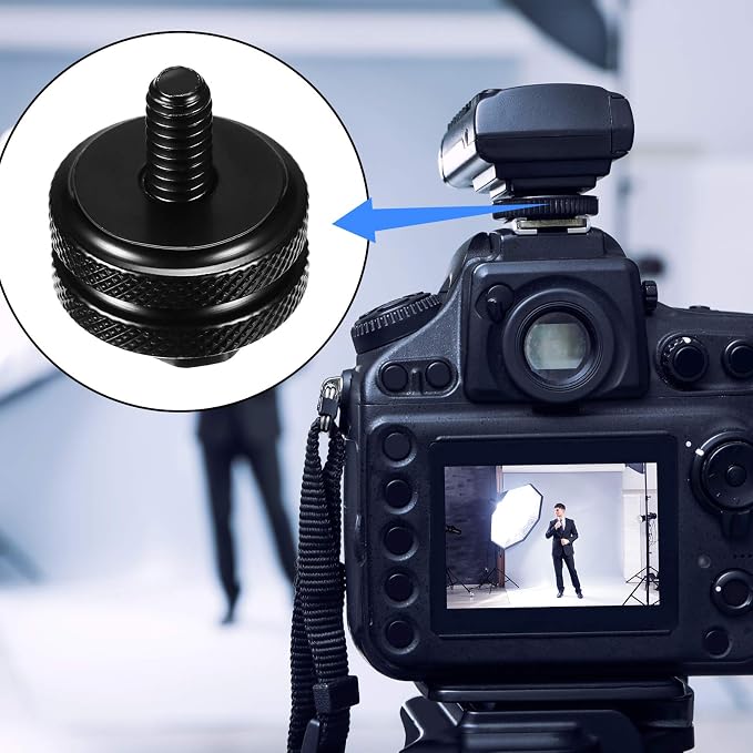 Weewooday 8 Pack Hot Shoe Adapter Kit, 1/4"-20 Cold Shoe Mount & Flash Stand Mount Set for DSLR Camera Rig, Tripod, Microphone, LED Light, Monitor - Image 6