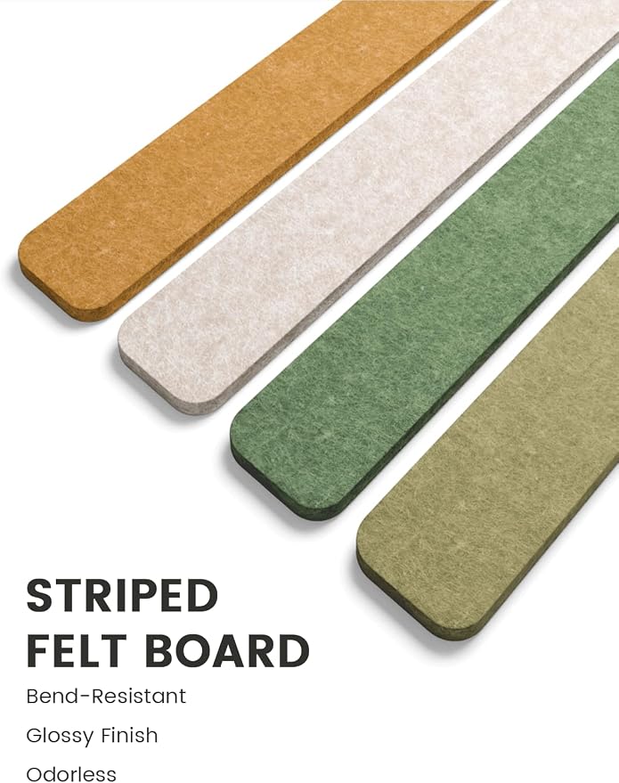 Fluxynara 13" x 2" Felt Wall Panels, Olive Grove | 8-Pack Includes 50 Push Pins and Adhesive Tabs for Photos, Notes and Decor in Bedroom Doors, Home Office or Studios - Image 3