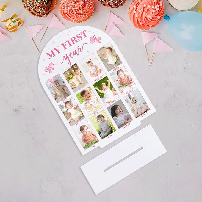 My First Year Photo Board Baby Milestone Signs One Year of Baby Photo Board, Best Babies Keepsake 10x14 Inches Acrylic Sign Decor Fits 2" x 3" Photo A12 - Image 6