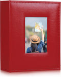 RECUTMS Photo Album 200 Photos 4x6 Pictures Leather Albums for Family Red | Black Page, Horizontal Pockets, Wedding Anniversary Baby Memory Book, DIY Cover Window, Small Photobook, 200 Photo Slots by RECUTMS