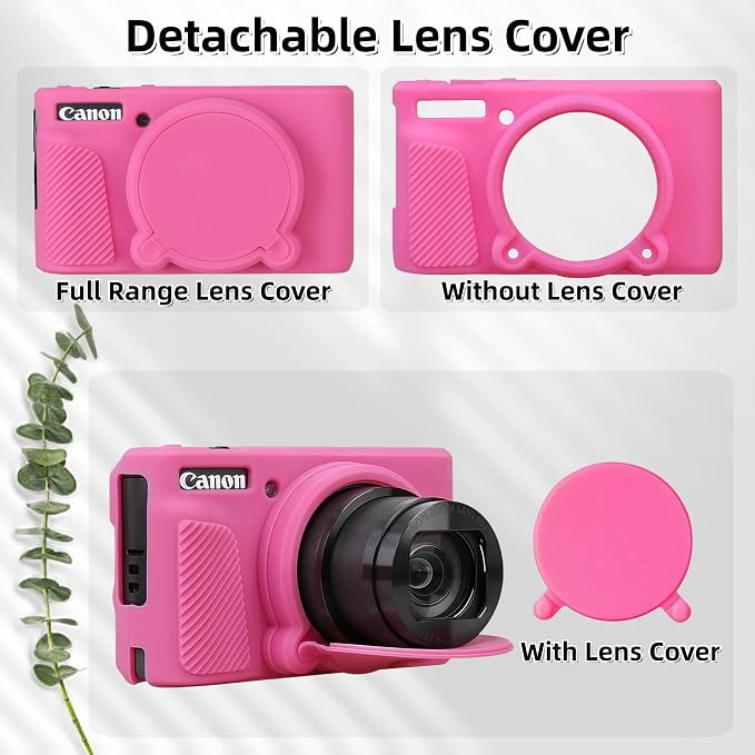 Camera Case for Canon PowerShot SX740/ SX730 Digital Camera, SX740 HS Case | Soft Silicone Protective Case Removable Lens Cover, Comes with 2 Screen Protectors and 1 Wrist Strap. (Peach Red) - Image 4