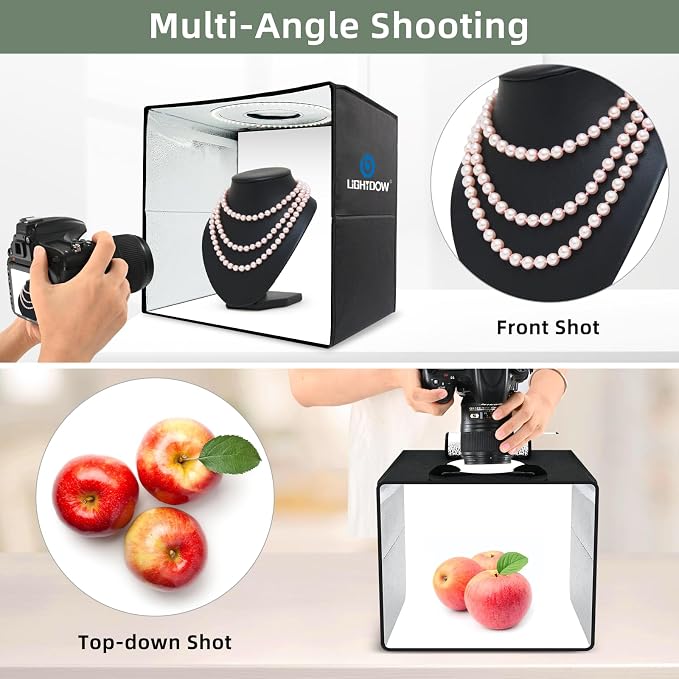 Lightdow 16"x16"x12" Photo Studio Light Box Photography with 120 LEDs (CRI>95), 6 Backdrops - Portable/Dimmable/Versatile Folding Shooting Tents for Toys/Jewelry/Watches/Cosmetics Photography - Image 5