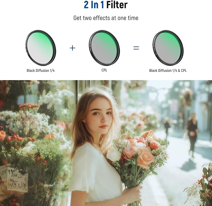 NEEWER 2 in 1 67mm CPL & Black Diffusion 1/4 Filter Compatible with Android Samsung S25 Ultra Google Pixel Huawei Xiaomi, Circular Polarizing Phone Camera Lens Photography Accessories Kit, FL-B36 - Image 4