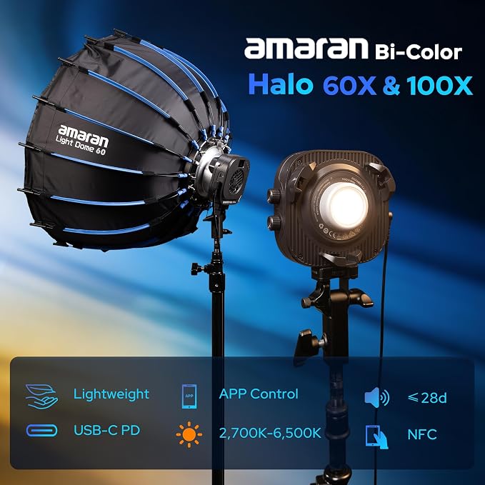 Aputure Amaran Halo 100x 100W COB Led Video Light Bicolor 2700k-6500k,4,890 lux @ 1m, Ultra-Compact Travel Light,USB-C PD Power,App/NFC Control, Bowens Mount (100, Watts) | 4,890 lux @ 1m, Ultra-Compact Travel Light,USB-C PD Power,App/NFC Control, Bowe... - Image 2