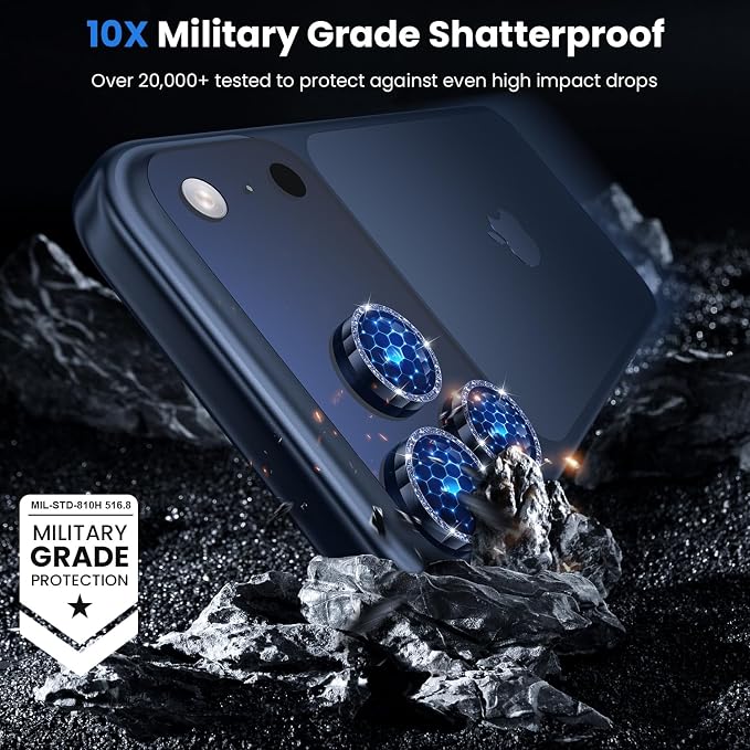 WSKEN for iPhone 17 Pro/iPhone 17 Pro Max Camera Lens Protector | Original Shooting Mode, Individual Metal Cover Film, Shatterproof HD Tempered Glass Camera Screen Protector, Glitter Blue - Image 5