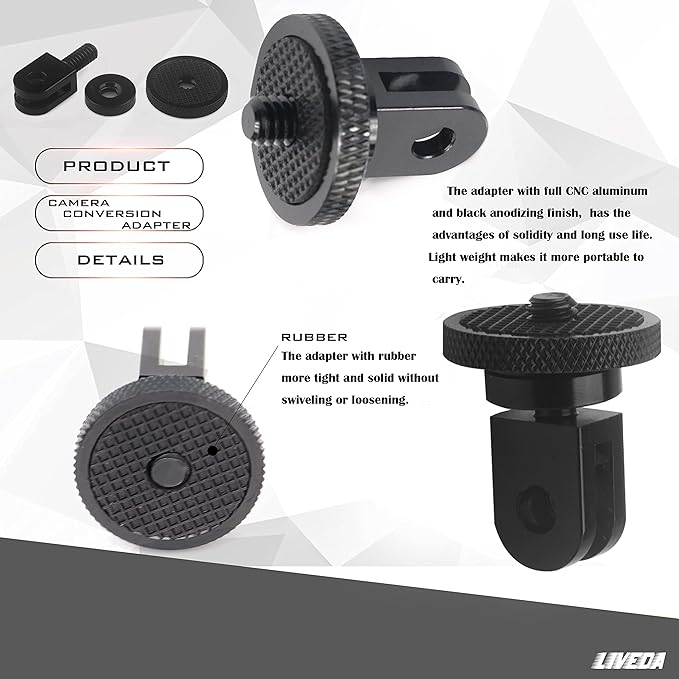 Aluminum Camera Tripod Adapter,2pcs ¼-20 Conversion Adapter Mounts, Compatible with GoPro Action Cameras/Sony/ Insta360 X3/ Sjcam/Action Camera and Other Standard 1/4 inch Mount Adapter Accessories - Image 2