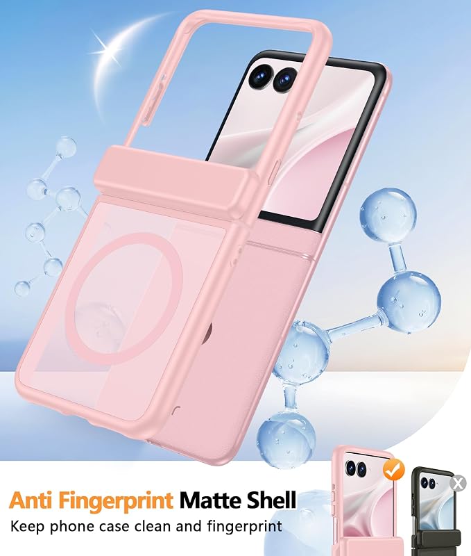 FNTCASE for Motorola Razr 2026/2025 Case, Fit for Magsafe, Hinge Protection | Screen Protector, Translucent Matte Magnetic Back, 18FT Military Grade Drop Proof, Protective Phone Cover, Light Pink - Image 5