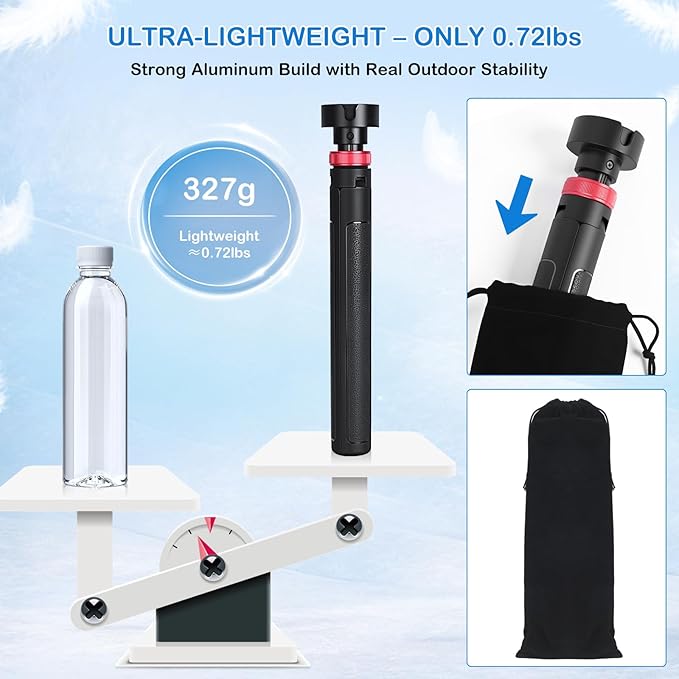 Portable Starlink Mini Tripod Stand, 0.72 lb Lightweight Ground Mount | Ultra-Light, Packable, Wind-Resistant, Aviation Aluminum, Anti-Slip Feet, for Backpacking RV Travel - Image 3