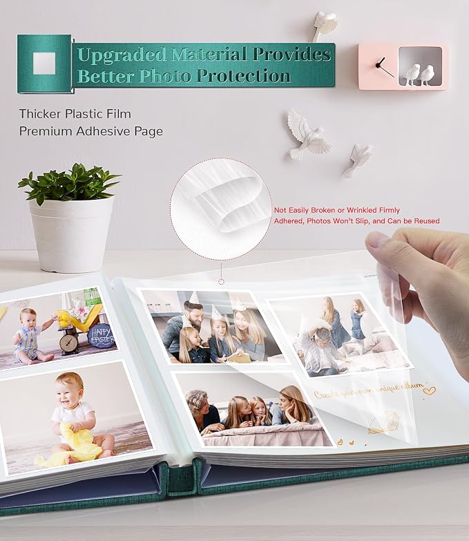 Artfeel Photo Album Self Adhesive Scrapbook Album for 3x5 4x6 5x7 8x10 Pictures,120 Pages Linen Cover with Display Window DIY Photo Book,Ideal Gifts for Family Travel Wedding Baby - Image 3