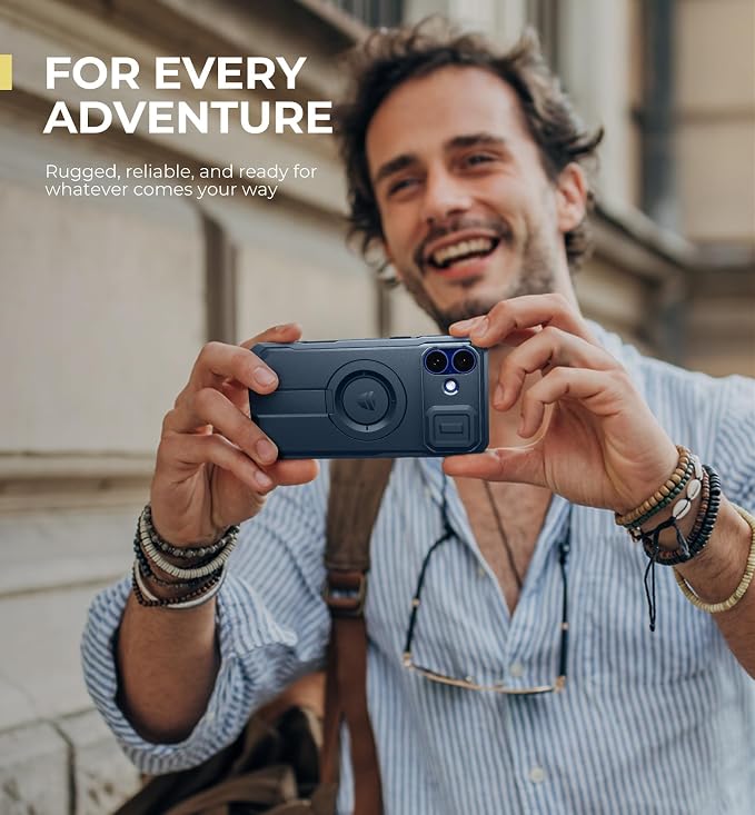 Dexnor for iPhone 16 Plus Case with Slide Camera Cover & Adjustable Kickstand, Magnetic Rugged Shockproof Bumper Cases Heavy-Duty Mangetic Protective Cover,Navy Blue - Image 7