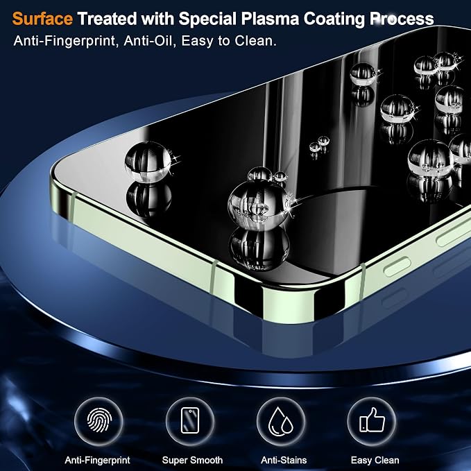QHOHQ 3 Pack Screen Protector for iPhone 15 Plus [6.7 Inch] with 3 Pack Camera Lens Protector, Tempered Glass Film, HD Clear, 9H Hardness, No Bubbles, Case Friendly - Image 4