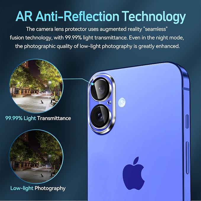 ivoler Camera Lens Protector for iPhone 17/16 /16 Plus, 4-Pack | Screen Protector Tempered Glass [Case Friendly][New Rersion],Scratch-Resistant,Clear+Black Circle - Image 4