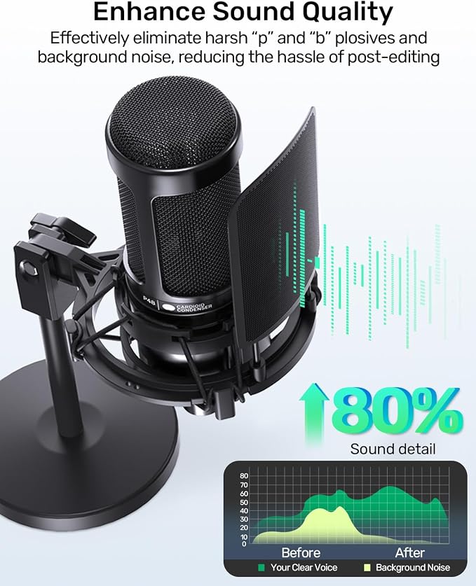 Metal Mesh Pop Filter for Audio-Technica AT2020 & AT2035 Shock Mount, Black | Metal Windscreen & Pop Filter, Anti-Explosion Mesh Cover, Eliminates Pops & Hisses, Fits AT2020/2035/2050/8458 Shock Mount - Image 3