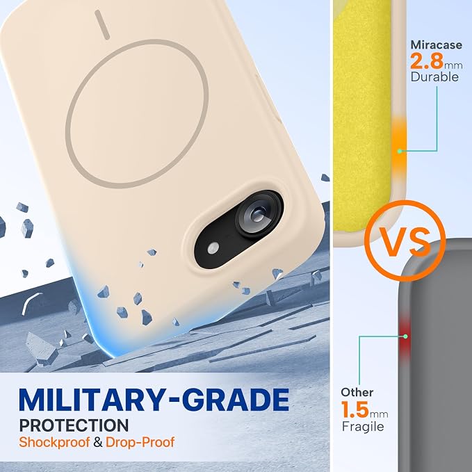 miracase Magnetic for iPhone 17e Case & iPhone 16e Case, [Soft Anti-Scratch Microfiber Lining], Compatible with MagSafe, Silicone Shockproof Protection Phone Case for iPhone 17e/16e, Sand - Image 2