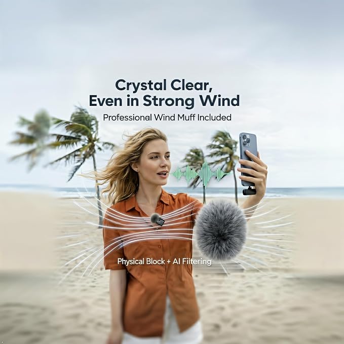 Mini Wireless Lavalier Microphone Noise Cancelling for iPhone,Android Lapel Mic with Charging Case Clip on Microphone Wireless Microphone for Vlogging, YouTube, TikTok Content Creator, Video Recording - Image 3