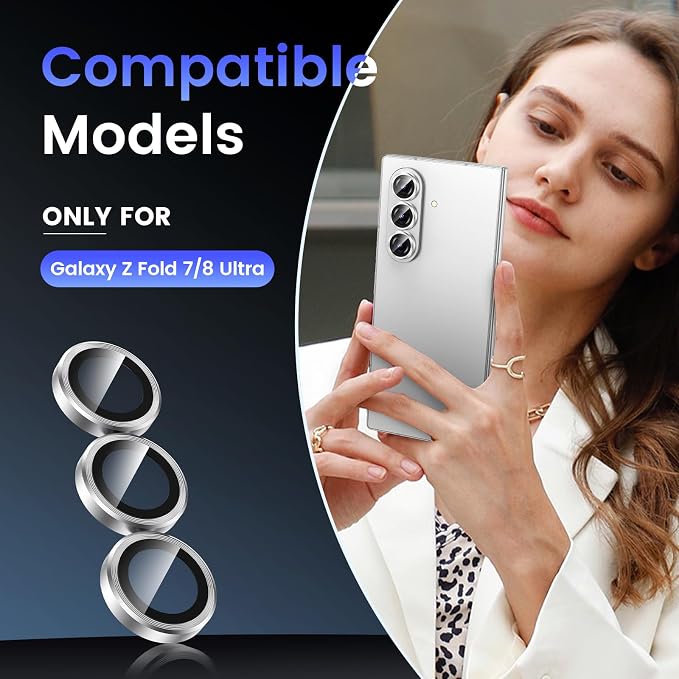 Tensea Camera Lens Protector for Samsung Galaxy Z Fold 8 Ultra/Z Fold 7 | 9H Tempered Glass Camera Cover Screen Protector Metal Individual Ring 【Case Friendly】【Installation Tray】【Military Protection】 - Image 2