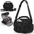 RAINSMORE Camera Bag, DSLR/SLR/Mirrorless Camera Sling Bag for Photographers Waterproof Small Camera Case with Tripod Holder & Rain Cover Camera Crossbody Bag for Canon/Nikon/Sony/Fuji, Black by RAINSMORE