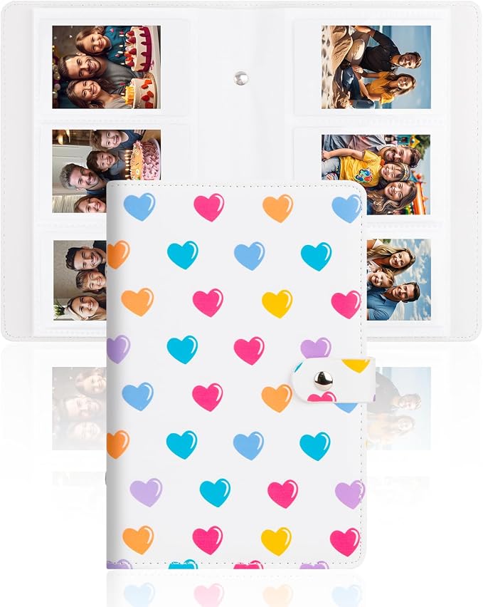 Veicevol 156-Pocket Album for Instax Mini & Polaroid 2x3 inch Photos, White | PU Leather Cover, Portable Album, Mini Photo Album for Fujifilm Instax Mini Camera, Polaroid Camera, Wedding Keepsake by VEICEVOL