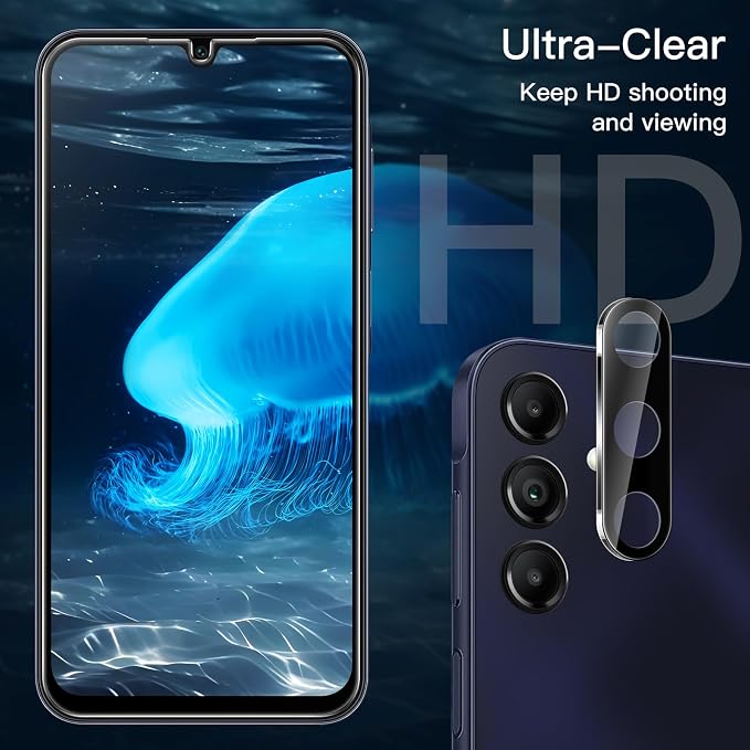 JETech Screen Protector for Galaxy A15, with Camera Lens Protector, 2+2Pack | HD Clear Tempered Glass, Anti-Scratch Protection - Image 4