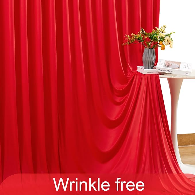 Red Backdrop Curtain for Parties Wedding Wrinkle Free Red Photo Curtains Backdrop Drapes Fabric Decoration for Birthday Party Baby Shower Christmas 5ft x 8ft,2 Panels - Image 6
