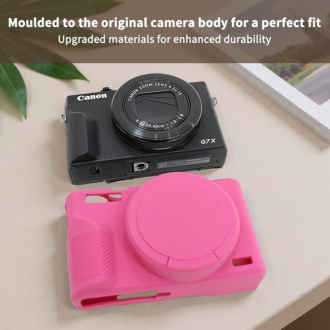 VOVMOEYA Camera Case for Canon Powershot G7 X Mark III with 2PCS Screen Protector,Full Pritection Soft G7X III Silicone Case Detachable Lens Cover Protective Cover for Canon G7XIII G7X3-Dark Pink - Image 5