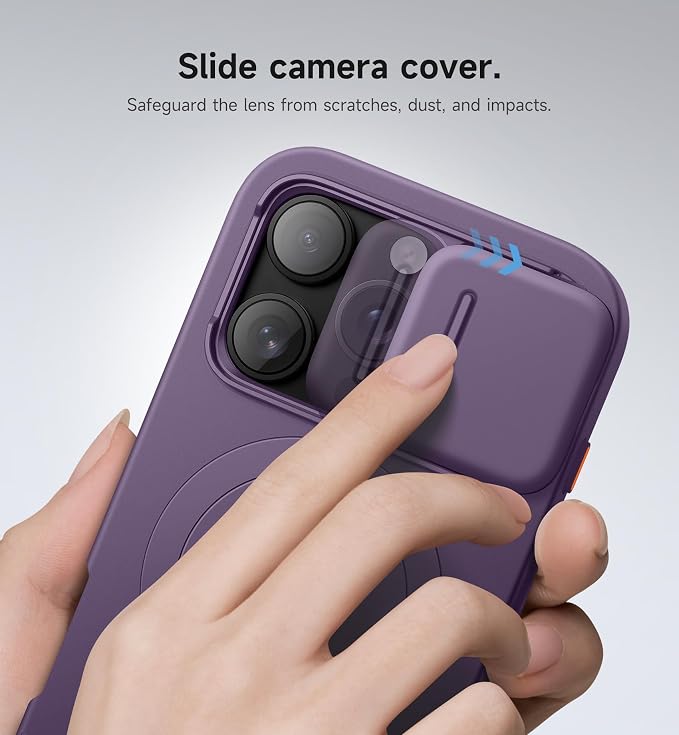 SURITCH for iPhone 16 Pro Case with Slide Camera Cover and Adjustable Kickstand, Compatible with MagSafe, Shockproof Bumper Case Slim Protective Cover for iPhone 16 Pro 6.3 Inch, Dark Purple - Image 4