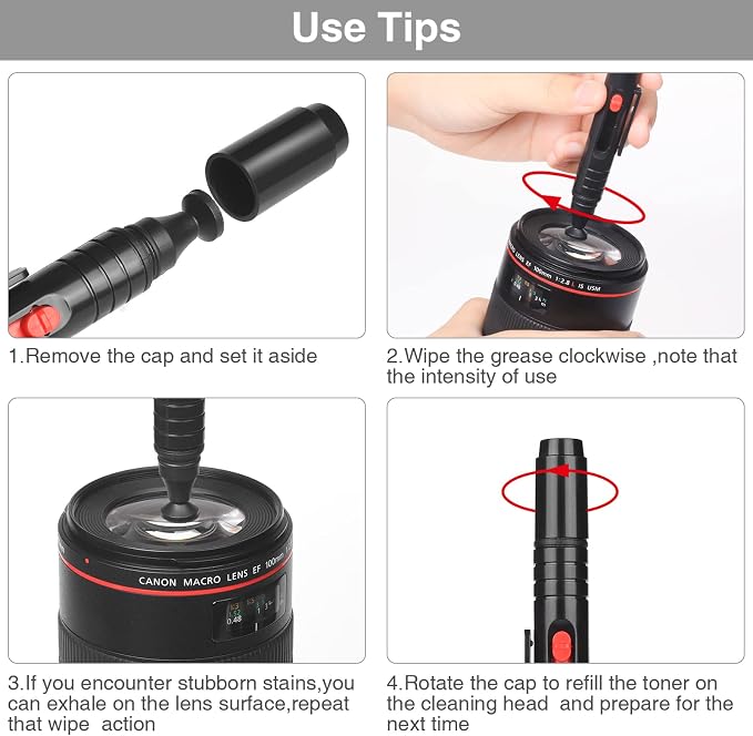 17-in-1 Camera Cleaning Kit for DSLR Cameras (Canon, Nikon,Sony), with Air Blower/Cleaning Pen/Detergent/Cleaning Cloth/Lens Brush/Carry Case - Image 4