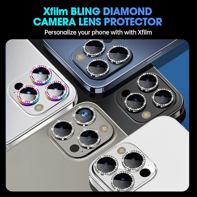 for iPhone 15 Pro/15 Pro Max Camera Lens Protector Diamond, Gray | Individual Metal, 9H Hardness, Scratch Resistant, Shockproof, Drop Protection, Case Friendly, Stylish Accessories - Image 5