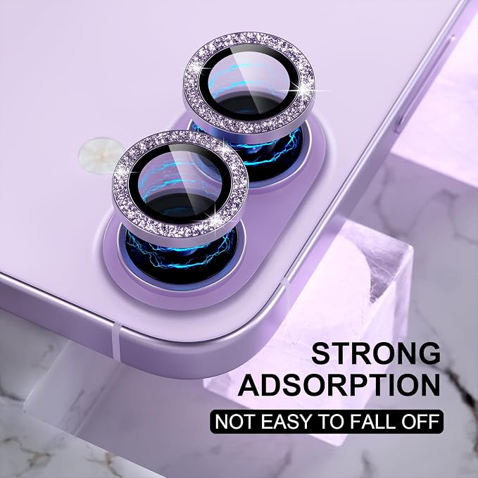 Choiche for iPhone 17 Camera Lens Protector Bling, Glitter-Purple | Ultra HD, 9H Tempered Glass Camera Cover Screen Protector Metal Individual Ring Decoration Accessories, 2-Lens, 6.3-inch - Image 6