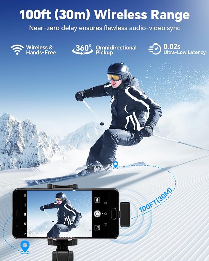 Wireless Lavalier Microphone for iPhone, Android & Laptop | Mini Lapel Mic with 50H Charging Case, 100FT Wireless Range, Noise Reduction for Video Recording, Streaming & TikTok - Image 4