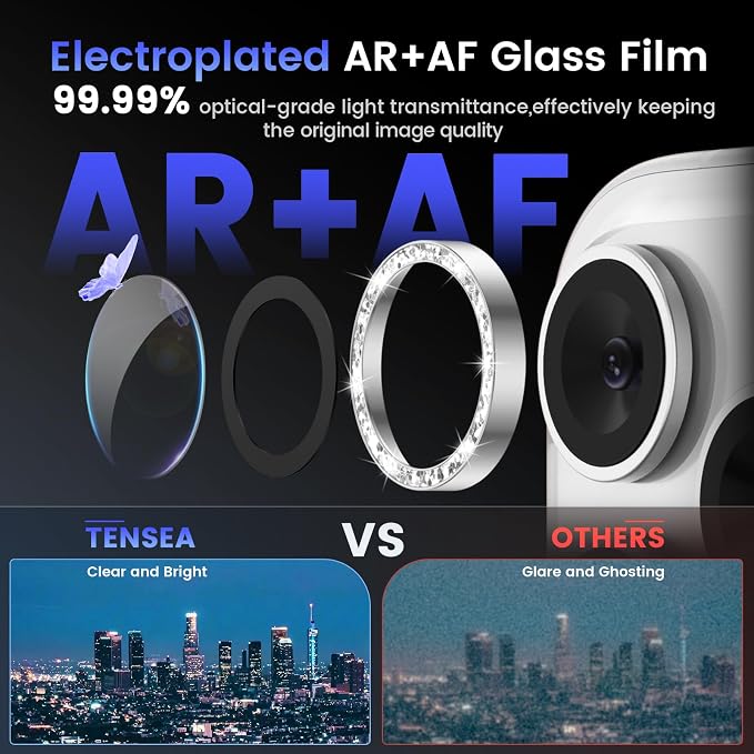 Tensea Camera Lens Protector Compatible for iPhone 17 Pro Max/17 Pro | Metal Aluminum Alloy Tempered Glass Cover Bling Camera Screen Protector Accessories, Case Friendly - Image 3