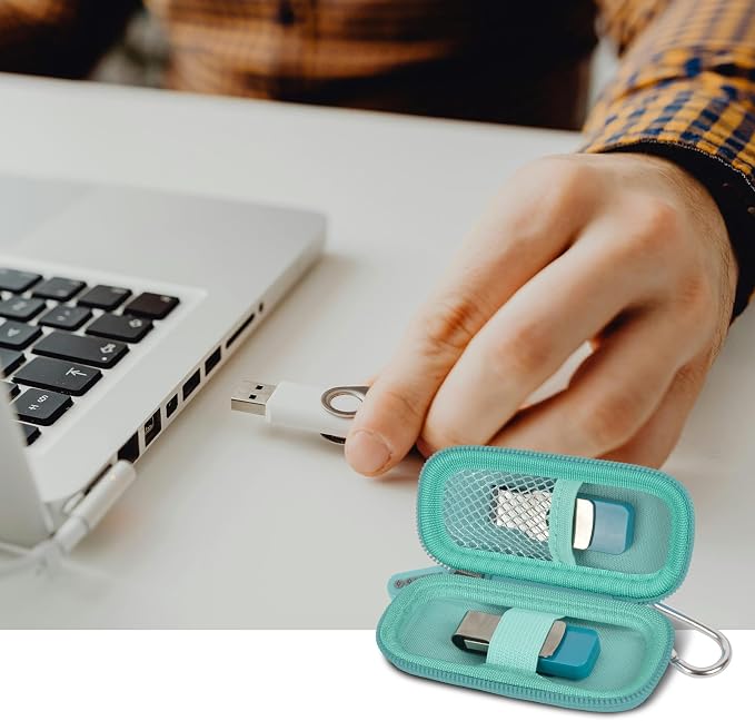 USB Flash Drive Case, SD Card/Thumb Drive/Memory Cards Holder, Bag Only | SDXC/SDHC Storage, Electronic Accessories Organizer for SanDisk / for Samsung, for Students/IT/Office/School/Travel, Mint - Image 9