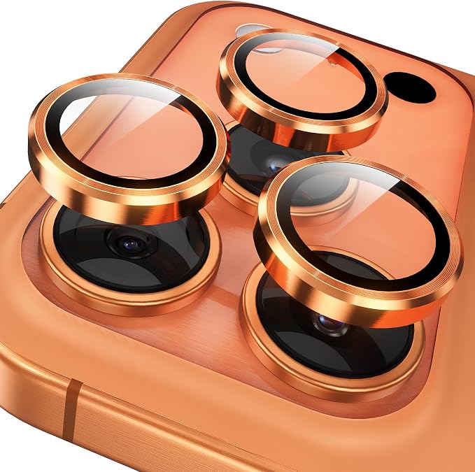 YWXTW Camera Lens Protector for iPhone 17 Pro/iPhone 17 Pro Max, [1 Step Installation Tray] Tempered Glass Screen Protector Metal Individual Camera Cover Accessories Case Friendly (Cosmic Orange) by YWXTW