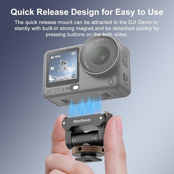 MINIFOCUS Cold Shoe Mount Adapter Compatible with DJI Osmo Nano/Action 6, Dual-Direction Magnetic Mount with 1/4" Screw Hole Quick Release Holder for Tripod DSLR Camera Hot Shoe Accessories - Image 5