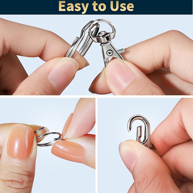 LEOBRO 60 PCS Lobster Claw Clasps and Key Rings, Keychain Clips and Key Chain Rings, Keychain Making Kit, for Key Chains, Jewelry Making, Crafts, Gold & Silver - Image 6